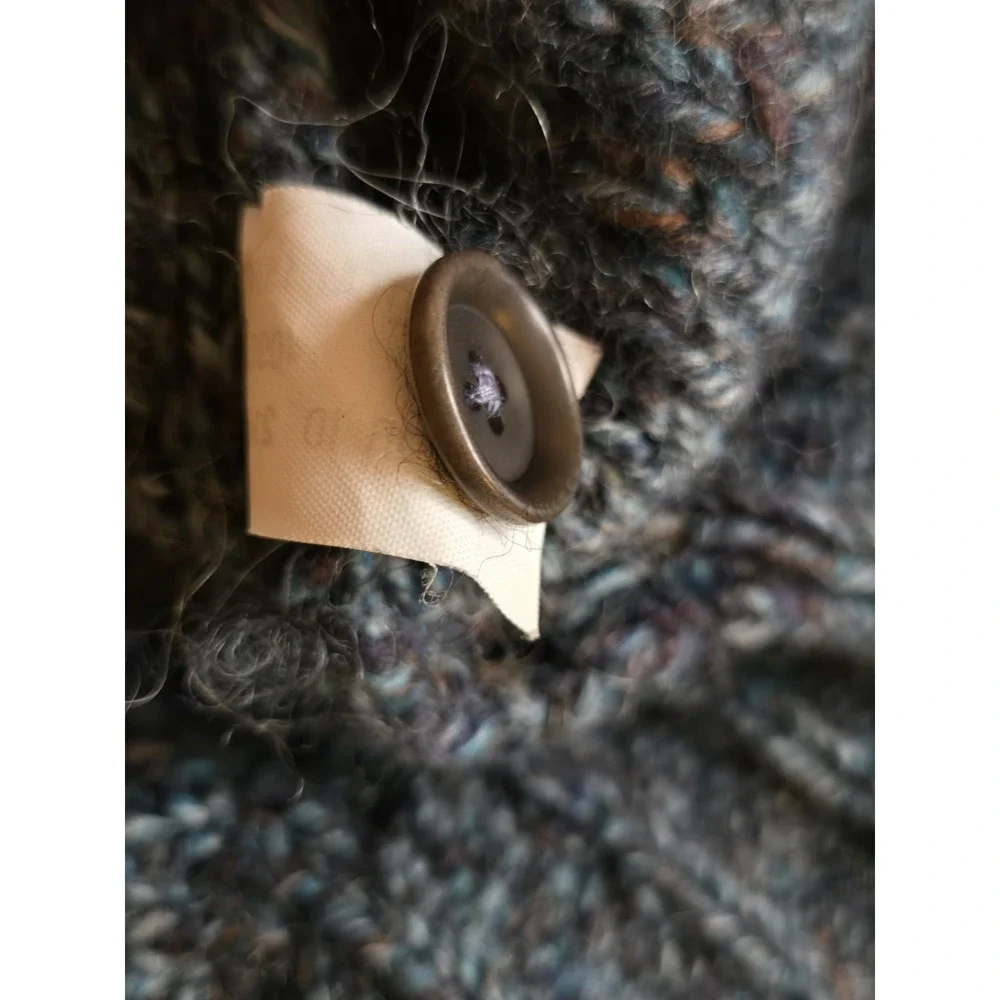 Orvis Women's Wool Blend Blue Sweater Size Large‎ Thick Collar Long Sleeve